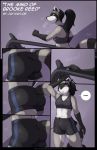 1girl 2017 anthro anthro_only ass black_hair brooke_reed clothed comic english_text exercise female female_anthro female_only fitness fur furry gym gym_clothes hair indoors jay_naylor long_hair multicolored_fur running solo speech_bubble standing text the_mind_of_brook_reed rating:Safe score:5 user:clickbutt