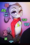 1girl 1girl 2017 anthro clothed clothing collaboration comic dialogue disney doxy english_text exhibitionism female_focus flat_chested furry judy_hopps lagomorph mammal onta purple_eyes rabbit skimpy smile solo_focus text thong undressing unseen_character zootopia rating:Explicit score:17 user:Furry_Love