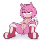  1girl amy_rose anus areola boots breasts clitoris eyelashes furry gloves green_eyes hairband half-closed_eyes hedgehog kekitopu mostly_nude nipples presenting_pussy pussy sega sitting smile spread_legs  rating:explicit score:16 user:g273435d