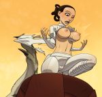 1girl assisted_exposure attack_of_the_clones breasts exposed_breasts female_only gao23 nexu padme_amidala pants partially_clothed star_wars torn_clothes rating:explicit score:12 user:saturnathegam