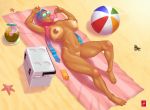  arabian beach beach_ball big_breasts dark_skin hijabolic ice_cream laying licking nipples nude sunbathing sunglasses sweets tan tan_line tan_line  rating:explicit score:15 user:clickbutt