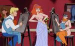 1boy 2_girls 2girls breasts brown_hair daphne_blake edit exposed_breasts freddy_jones glasses indoors no_bra partially_clothed red_hair scooby-doo stockings velma_dinkley rating:Explicit score:6 user:SaturnaTheGam