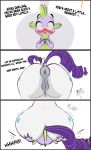  ass big_ass blush comic explicit facesitting friendship_is_magic licking my_little_pony pussy pussy_juice rarity_(mlp) spike_(mlp) sweating 