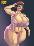  belly_bulge brown_hair gigantic_ass gigantic_breasts glasses greivs scooby-doo velma_dinkley voluptuous 