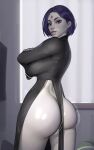  1girl 2023 3d 3d_(artwork) ass athletic athletic_female big_ass blender blender_(software) clothed clothing dat_ass dc_comics exposed_ass female female_focus female_only forehead_jewel goth goth_girl high_res large_ass looking_at_another looking_at_partner looking_at_viewer no_panties no_underwear pale-skinned_female pale_skin popogori pov pov_eye_contact purple_eyes purple_hair rachel_roth raven_(dc) solo solo_female tagme teen_titans thick_thighs wide_hips 