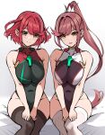  2girls alluring bed big_breasts bikini glimmer_(xenoblade) matrix16 milf mother_&amp;_daughter nintendo on_bed ponytail pyra red_eyes red_hair short_hair xenoblade_(series) xenoblade_chronicles_2 xenoblade_chronicles_3 yellow_eyes 