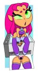  1girl alien alien_girl alternate_version_available anal anal_masturbation bottomless cartoon_network copy_machine dc eyebrows eyelashes eyes_rolled_back female green_eyes koriand&#039;r looking_pleasured masturbation moaning open_mouth orange_skin pink_eyebrows pink_hair pussy saliva saliva_drip sex_toy sitting solo starfire syscod tagme tamaranean teen_titans teen_titans_go thick_thighs very_long_hair wide_hips 