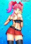  bbmbbf blush breast_sucking breasts_out diamond_level eyelashes eyelashes_visible_through_hair female_only looking_at_viewer necklace nipples palcomix pietro&#039;s_secret_club ribbon saiko_bichitaru_(smg4) self_breast_sucking smg4 twin_ribbons twin_tails 