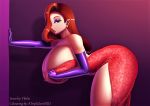  artist_name atriplezero dress eyeshadow fibilis gloves hair_over_one_eye huge_breasts jessica_rabbit looking_at_viewer makeup nipples red_dress red_hair redhead thighs who_framed_roger_rabbit 