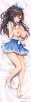  1girl 1girl 1girl 2018 bangs barefoot bed_sheet big_breasts blush bow bracelet breasts brown_eyes brown_hair dakimakura dress eyebrows_visible_through_hair feet floral_print full_body gradient hair_bow hair_ornament hands_on_own_chest hands_up high_resolution idolmaster jewelry large_filesize long_hair long_image looking_at_viewer lying nipples on_back open_mouth shiny shiny_hair shiny_skin short_dress sleeveless tall_image the_idolm@ster:_shiny_colors tied_hair toenails tsukioka_kogane very_high_resolution yuuki_hagure 