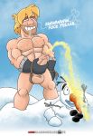  blonde_hair gloves hairless_testicles hairy_chest male_only penis piss snow tagme text 