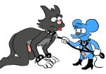 bondage collar itchy_(the_simpsons) itchy_and_scratchy leash male/male male_only scratchy_(the_simpsons) the_simpsons white_background yaoi