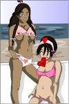  2_girls 2girls avatar:_the_last_airbender beach bikini female_only heart katara tagme toph_bei_fong valentine yuri 