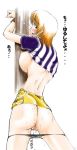  ass bdsm big_breasts bondage bound breasts censored large_breasts nami nami_(one_piece) one_piece orange_hair panties panty_pull pole pussy pussy_juice shirt_lift short_hair skirt skirt_lift underwear wet_pussy 
