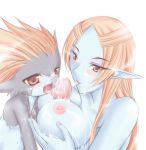  2girls blue_skin blush breasts cum dual_persona fellatio imp imp_midna large_breasts microspace midna midna_(true) multiple_girls nail_polish nintendo no_hat nude oral orange_hair paizuri penis pointy_ears red_eyes spoilers teamwork the_legend_of_zelda the_legend_of_zelda:_twilight_princess time_paradox tongue twili_midna twilight_princess uncensored 