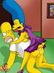  all_fours anal ass bottomless cum cum_in_ass doggy_position futa_on_male futanari homer_simpson intersex marge_simpson penis sheanimale sideboob testicles the_simpsons yellow_skin 