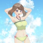  1girl alluring big_breasts bikini blue_eyes brown_hair haruka_(pokemon) may may_(pokemon) nano_(artist) nintendo pokemon pokemon_(anime) posing 