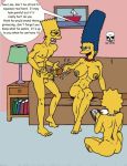  ass bart_simpson breasts couch cum femdom handjob incest lamp lisa_simpson marge_simpson mother_and_son nude pearls penis smile the_fear the_simpsons watching wince yellow_skin 