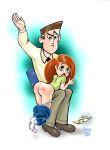 ass bivouac disney father_&amp;_daughter james_timothy_possible kim_possible kimberly_ann_possible over_the_knee pants_down red_ass spanking