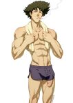 1boy 1girl boxers cowboy_bebop male male_only muscular_male pectorals solo_male spike_spiegel white_background