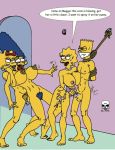  bart_simpson femdom handjob incest lisa_simpson maggie_simpson marge_simpson noose pearls the_fear the_simpsons tied_up yellow_skin 