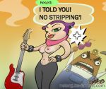 1girl angry animal_crossing barbara_bat daigasso_band_brothers female_focus guitar jam_with_the_band mr._resetti neterg neterg_(artist) nintendo shouting solo_focus super_smash_bros. topless topless_female