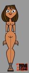 black_eyes breasts brown_hair brown_skin cartoon_network courtney_(tdi) dark-skinned_female freckles hourglass_figure latina navel short_hair thick_ass thick_legs thick_thighs total_drama_island