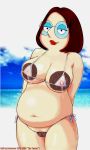  beach big_breasts bikini dark_areolae edit family_guy inverted_nipples large_areolae leaking_milk lisalover meg_griffin milk one_innie one_outie possible_impregnation possible_incest pregnant_belly proud see-through twerpified 