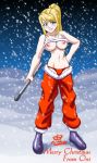  big_breasts catthouse christmas fullmetal_alchemist oni_(artist) santa_costume shirt_lift snow winry_rockbell 