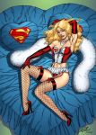  1girl 2006 al_rio armpit dc dc_comics elbow_gloves female female_only necklace solo stockings supergirl superheroine superman_(series) thomas_mason 