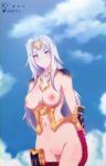  1girl 1girl 1girl big_breasts breasts cassie_(paladins) cloud emotionless exposed_breasts exposed_pussy female_only female_solo high_resolution keihh large_filesize nipples nude paladins_champions_of_the_realm silver_hair very_high_resolution white_hair 