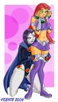  dc green_eyes panty_pull raven_(dc) red_hair starfire teen_titans vicente 
