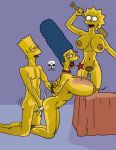  bart_simpson baseball_bat bdsm bed big_breasts breasts cum cum_in_orifice hands_behind_back incest lisa_simpson marge_simpson nude sex smile spanking tears the_fear the_simpsons tied_up yellow_skin 