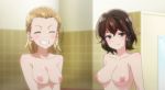  1girl ^_^ anime araiya-san!_ore_to_aitsu_ga_onnayu_de!? bathroom breasts nipples nude screen_capture smile 