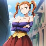1girl ai_generated big_breasts breasts brown_eyes cf cleavage clothed_female dragon_quest dragon_quest_viii female_focus high_res jessica_albert long_hair patreon patreon_paid patreon_reward red_hair solo_female stable_diffusion teen twin_tails video_game_character video_game_franchise