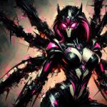  ai_generated breasts decepticon glowing_eyes helmet mask masked mecha mechanical mechanical_tentacles mechanophilia pink_eyes robot_girl tentacle transformers 