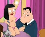  american_dad bouncing_breasts caption dancing francine_smith funny gif guido_l hayley_smith implied_music money panty_pull stan_smith stripper_pole talking tavern topless 