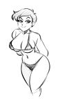  big_breasts bikini breasts dc_comics funsexydragonball hands_behind_back lois_lane lois_lane_(my_adventures_with_superman) looking_at_viewer monochrome my_adventures_with_superman short_hair tomboy 