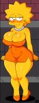  aged_up ai_generated big_breasts black_eyes blush breasts dress female_focus lisa_simpson nipples_visible_through_clothing pearl_necklace spike_hair the_simpsons yellow_skin younger_female zakvar 