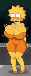  aged_up ai_generated big_breasts black_eyes blush breast_press breasts dress embarrassed exposed_breasts female_focus lisa_simpson pearl_necklace spike_hair tears the_simpsons yellow_skin younger_female zakvar 
