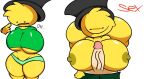  2023 :) big_ass big_breasts big_penis big_thighs black_hat green_shirt jeffbob jp20414(artist) pervert_smile rodrigo_(oc) sex smiley_face yellow_skin 