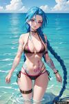 1girl aigeneratedp aiwaifu anime female_only hentai jinx_(league_of_legends) league_of_legends ocean outside trynectar.ai 