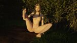 1girl 3d aerith_gainsborough ass barefoot blender blonde_hair feet final_fantasy final_fantasy_vii final_fantasy_vii_remake foot_fetish foot_focus forsavide green_eyes headdress looking_at_viewer nipples nude nude_female pubic_hair pussy small_breasts soles toes 