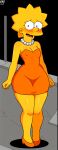  aged_up ai_generated black_eyes blush breasts dress female_focus lisa_simpson nipples_visible_through_clothing pearl_necklace small_breasts spike_hair standing the_simpsons yellow_skin younger_female zakvar 