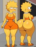  aged_up ai_generated ass big_ass big_breasts black_eyes blush breasts dress embarrassed female_focus lisa_simpson looking_back panties pearl_necklace spike_hair the_simpsons yellow_skin younger_female zakvar 