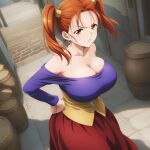  1girl 1girl ai_generated big_breasts breasts brown_eyes cleavage clothed_female coffee_ai dragon_quest dragon_quest_viii female_focus high_res jessica_albert long_hair patreon patreon_reward red_hair solo_female stable_diffusion tagme teen twin_tails video_game_character video_game_franchise 
