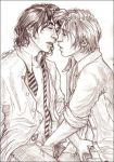  2boys drawing harry_james_potter harry_potter male male_only ron_weasley yaoi 
