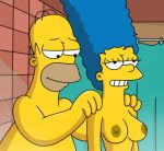  breasts grin homer_simpson marge_simpson massage nipples nude the_simpsons 