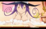  1girl bath blair breasts nipples purple_hair soul_eater yellow_eyes 