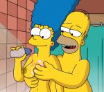  breast_massage breasts homer_simpson marge_simpson nipples nude shower the_simpsons 